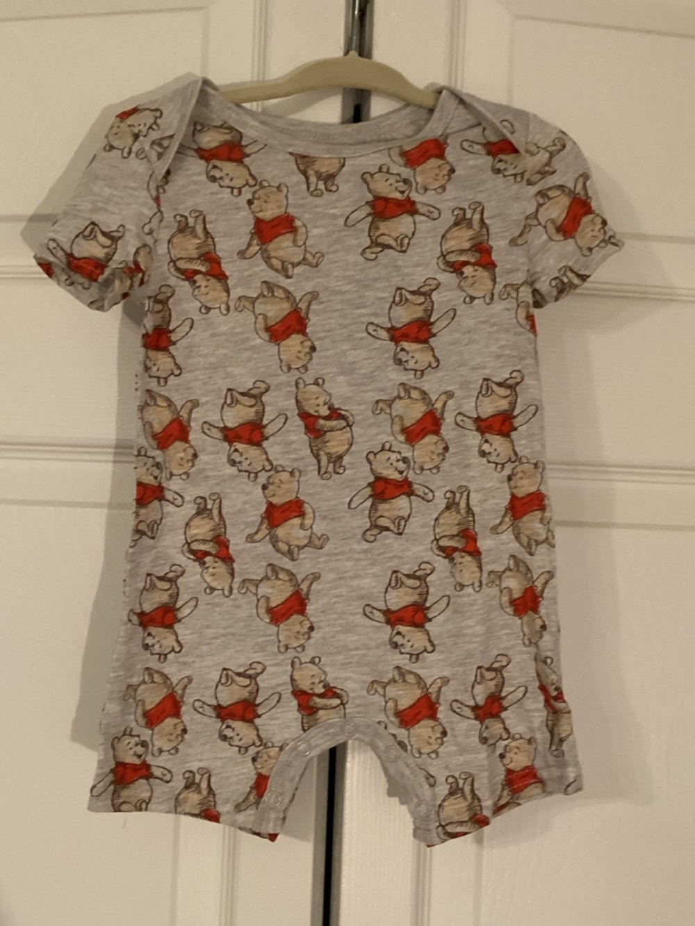 Disney Grey and Red Winnie the Pooh Short-Sleeve One-Piece 6-9 Months Unisex